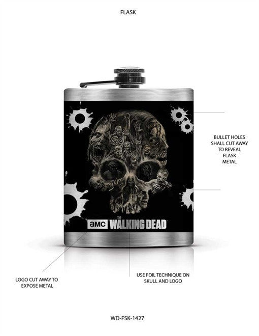WALKING DEAD SKULL FLASK
PACKING INFO-
INNER - 4PCS; MASTER - 100PCS